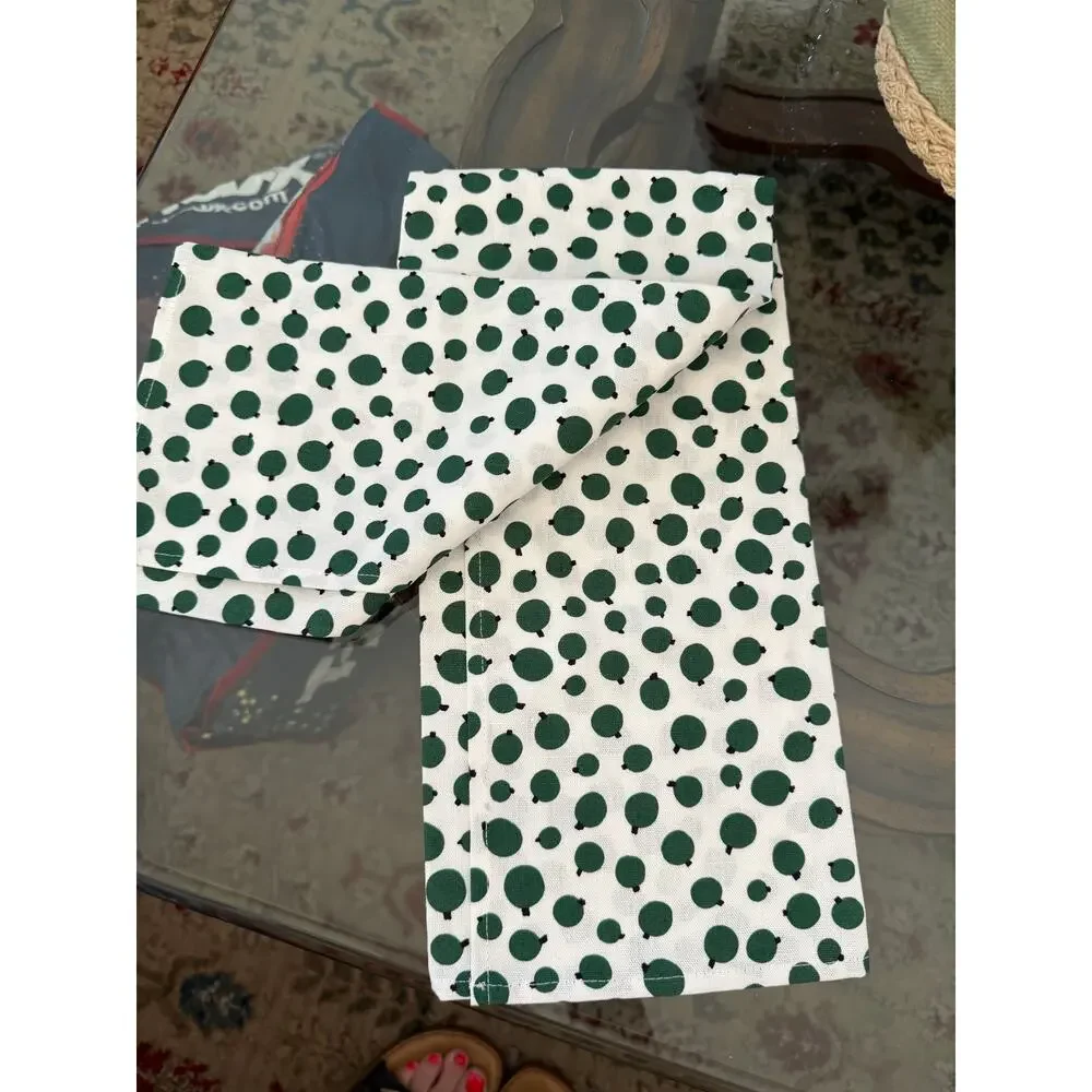 Marimekko Pekko Pakkanen Kitchen Towel White Green Bird Berries Polka Dot 2-Pack